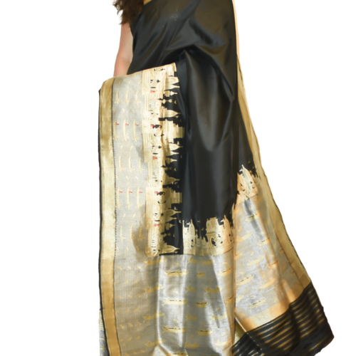 bs10 BENARASI- GHAT PATTERN HAND WOVEN SAREE - Image 1